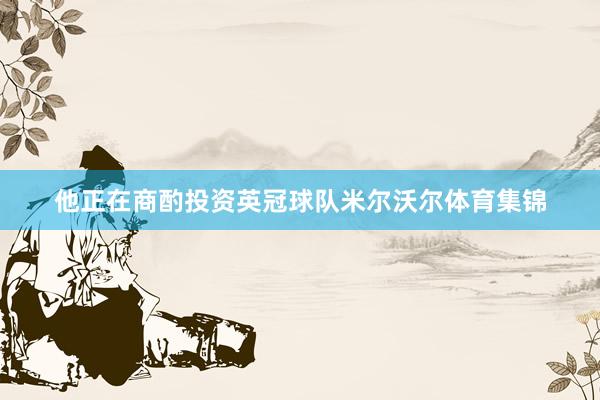 他正在商酌投资英冠球队米尔沃尔体育集锦