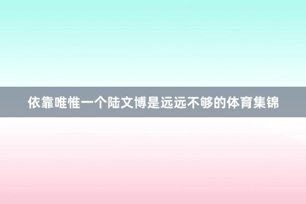 依靠唯惟一个陆文博是远远不够的体育集锦