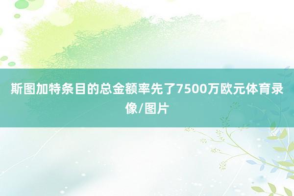 斯图加特条目的总金额率先了7500万欧元体育录像/图片