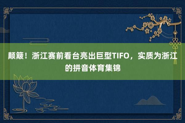 颠簸！浙江赛前看台亮出巨型TIFO，实质为浙江的拼音体育集锦