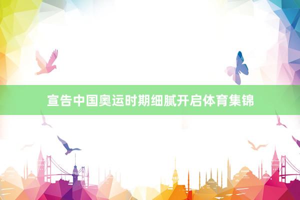 宣告中国奥运时期细腻开启体育集锦